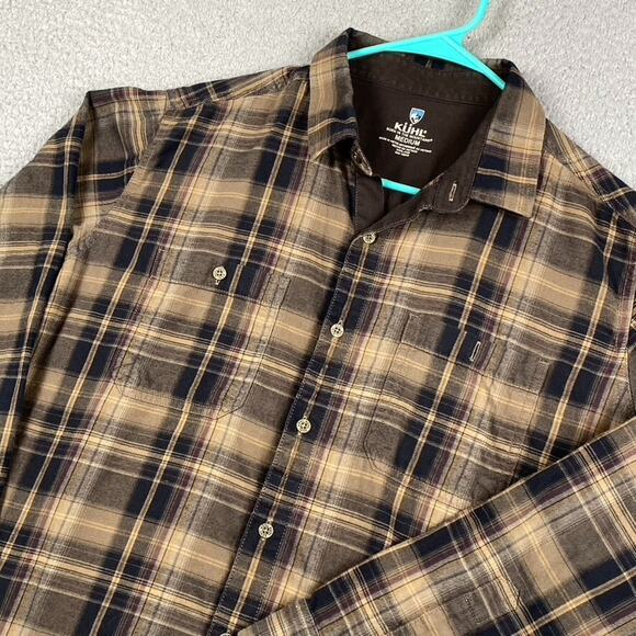 Kuhl Long Sleeve Fugitive Flannel Shirt Men Medium Brown Plaid Outdoors #7202 - Picture 1 of 10